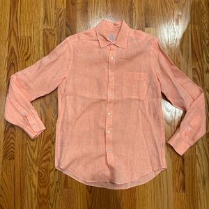 J. McLaughlin 100% linen creamsicle orange button down